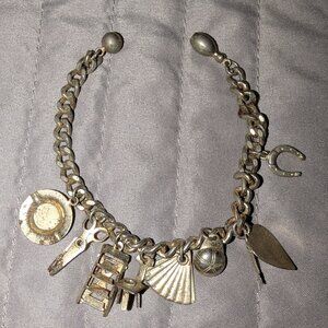 Vintage Travel Charm Bracelet Needs TLC Missing Charms 6133